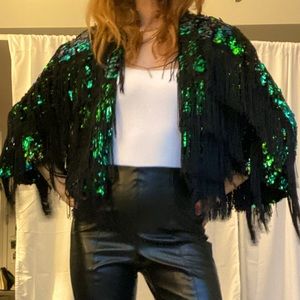 Glittery dream jacket! SEQUIN fringed jacket from TOPSHOP makes it a party!